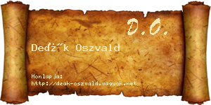 Deák Oszvald névjegykártya